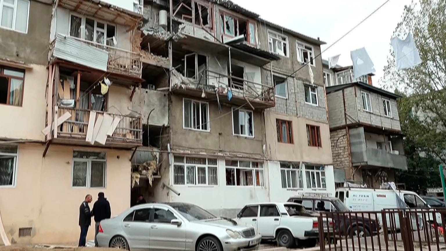 Dégâts dans le Haut-Karabakh après une offensive azerbaïdjanaise.
