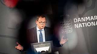 Director of Denmark National Bank Kettel Thomsen holds a press conference to present a new forecast for the Danish economy in Copenhagen, Wednesday Sept. 20, 2023.