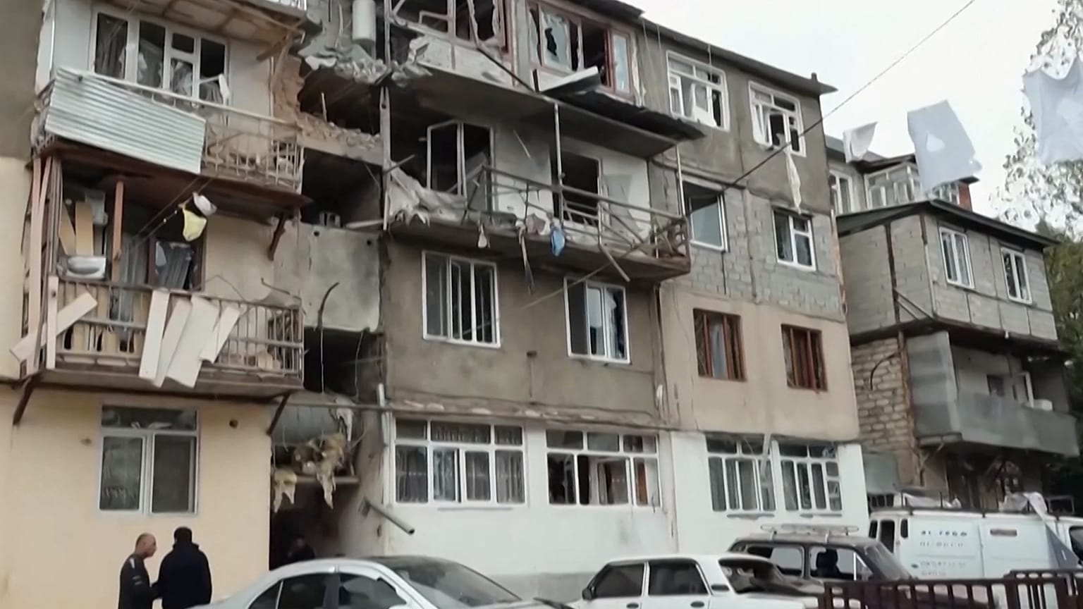 Разрушения в Степанакерте/Ханкенди в результате боевых действий в Нагорном Карабахе, 20 сентября 2023