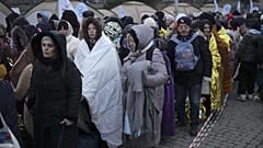 Der polnisch-ukrainische Grenzübergang Medyka am 7. März 20222