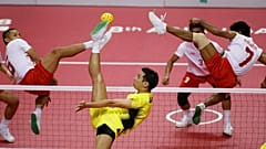 FILE: Japan vs Indonesia gold medal sepaktakraw match at the 18th Asian Games in Jakarta in 2018