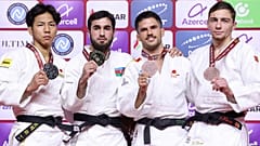 Jaschar Najafow (Zweiter von links) heimste in Baku Gold ein