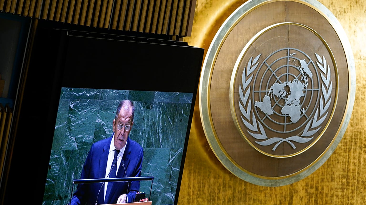Rusya Dışişleri Bakanı Lavrov BM Genel Kurulu'nda konuşurken