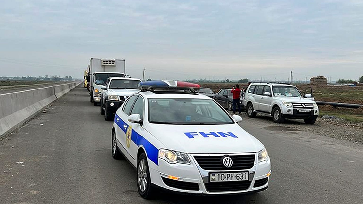convoy of the Azerbaijani Ministry of Emergency Situations with humanitarian aid drive to Nagorno-Karabakh, which has been cut off from supplies since late last year. 