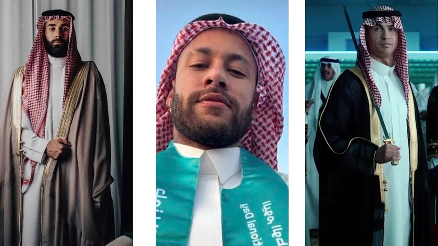 ستارگان فوتبال جهان در لباس سنتی سعودی