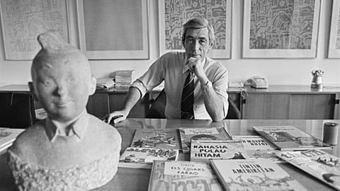 Belgian cartoonist Georges Prosper Remi, aka Hergé, at home in Brussels