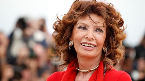 Italian actress Sophia Loren smiles during a photo call for "Human Voice," (Voce Umana) at the 67th Cannes Film Festival in 2014.