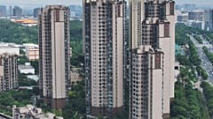 The Evergrande logo is seen on residential buildings in Nanjing, in China’s eastern Jiangsu province on August 18, 2023.