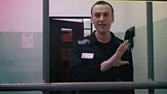 Алексей Навальный выступает по видеосвязи из колонии во время слушаний в Верховном суде РФ. Тогда был отклонён иск оппозиционера о тюремном жаргоне, 23 августа 2023 года.