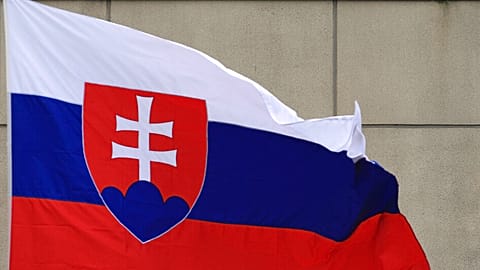 FILE - the Slovakian flag near the NATO head quarters in Brussels. 
