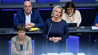 La ministre allemande de l'Intérieur Nancy Faeser, au Bundestag, à Berlin, mercredi 20 septembre 2023.