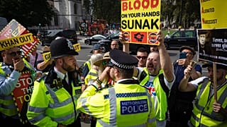 Large groups of protesters have accused London mayor Sadiq Khan of trying to control their freedom of movement with the extension of the ULEZ scheme