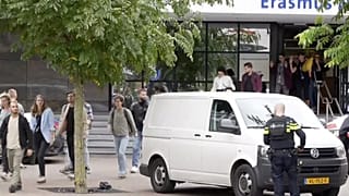 Emergency services attend to the scene at Erasmus Medical Center, Rotterdam, the Netherlands, Thursday Sept. 28, 2023.