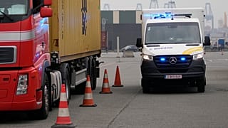 Suche nach Drogen mit Hilfe eines mobilen Scanners im Hafen von Antwerpen
