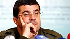 FILE - Arayik Harutyunyan, leader of the breakaway region of Nagorno-Karabakh, in Stepanakert, the separatist region of Nagorno-Karabakh, Sunday, Oct. 11, 2020