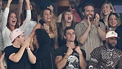 Taylor Swift with pals Blake Lively and Ryan Reynolds at the Kansas City Chiefs' game against the New York Jets on Sunday (1 October).