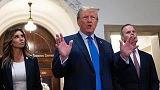 Donald trump a su llegada al juzgado este lunes.