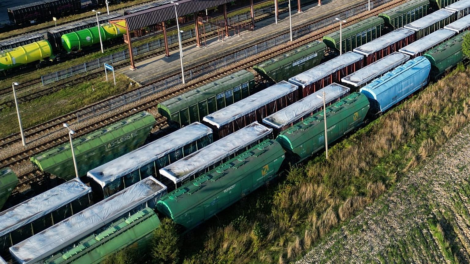 Polonya-Ukrayna sınırında bekleyen tahıl yüklü bir tren (arşiv) 