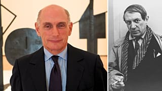 (L) Bernard Ruiz Picasso pictured at the opening of the Picasso Sculpture exhibition at the Guggenheim in Bilbao