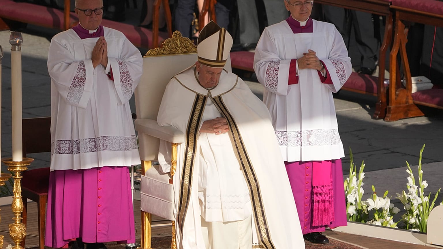 Pope Francis presides over mass to open the Synod of Bishops in St. Peter's Square at The Vatican, Wednesday, Oct.4, 2023