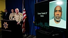 Prosecutors accuse Duane “Keffe D” Davis (name misspelled on the screen) of being the mastermind behind Tupac's murder.