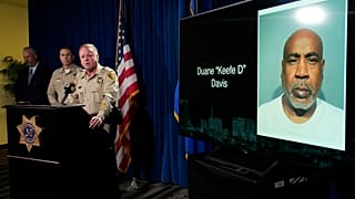Prosecutors accuse Duane “Keffe D” Davis (name misspelled on the screen) of being the mastermind behind Tupac's murder.