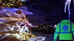 In der Nähe des Unfallorts in Mestre bei Venedig, 3. Oktober 2023. 