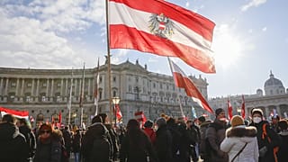 People take part in a demonstration against the country's coronavirus restrictions in Vienna, Austria, Jan. 8, 2022. 