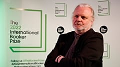 Jon Fosse, author of shortlisted novel 'A New Name: Septology VI-VII', poses ahead of the 2022 International Booker Prize ceremony in London, Thursday, May 26, 2022
