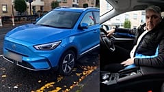 Der Autofahrer Brian Morrison (rechts) konnte sein MG-Elektrofahrzeug nicht mehr zum Stehen bringen, nachdem es nach seinen Angaben eine Fehlfunktion hatte.