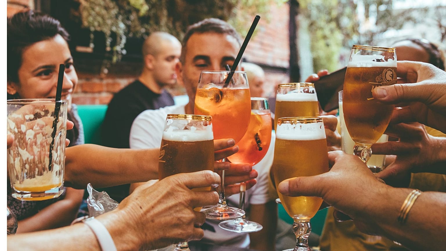 Locals enjoy drinks in Sofia, Bulgaria
