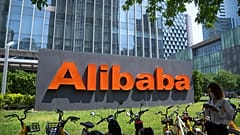 The logo of Chinese technology firm Alibaba is seen at its office in Beijing on Aug. 10, 2021.