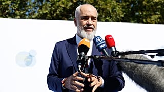 Albanian Prime Minister Edi Rama spoke to journalist upon arrival at the European Political Community in Granada, Spain.