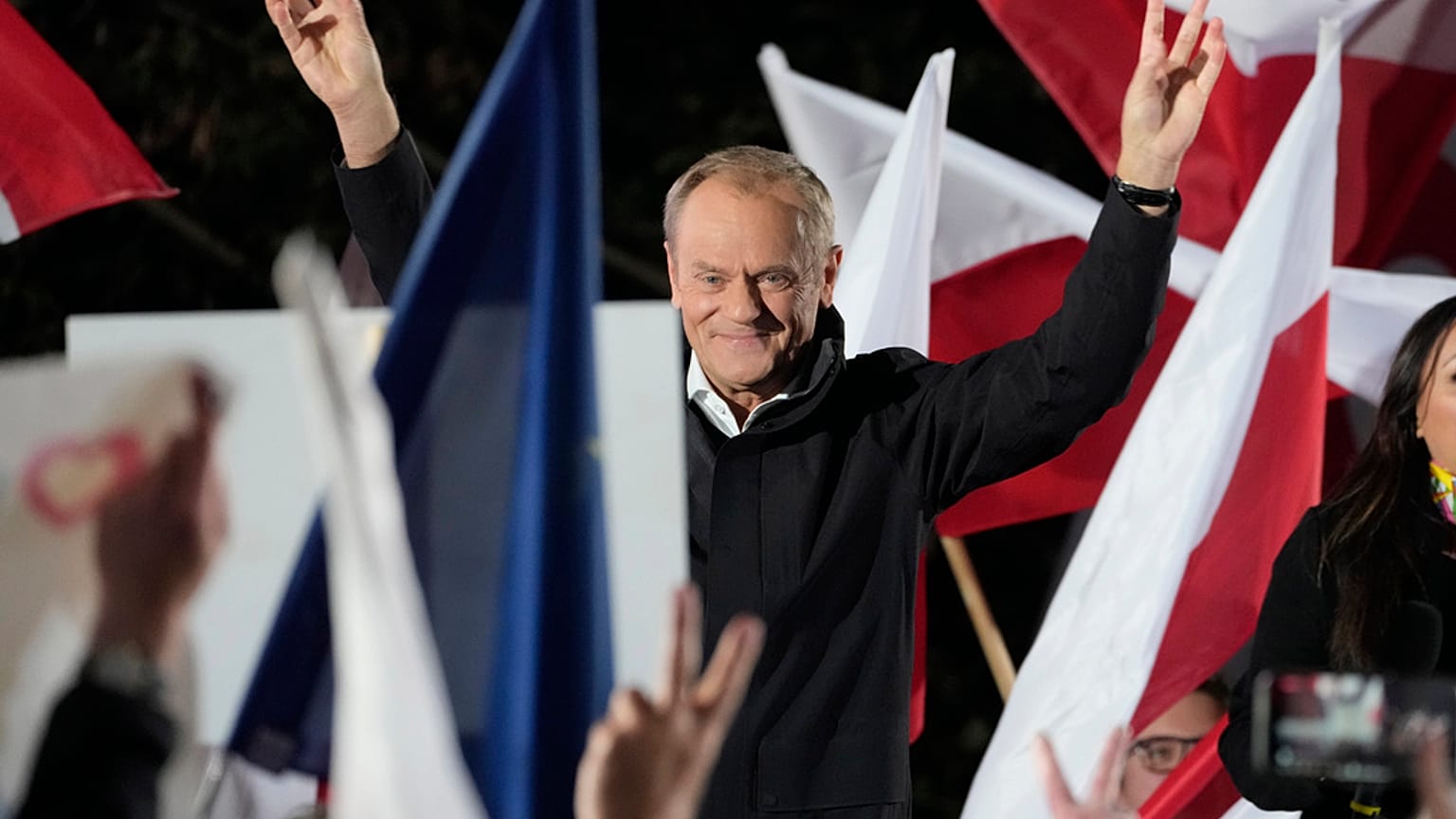 Donald Tusk, ex presidente del Consiglio europeo, ora leader dell'opposizione in Polonia. (Varsavia, 9.10,2023)