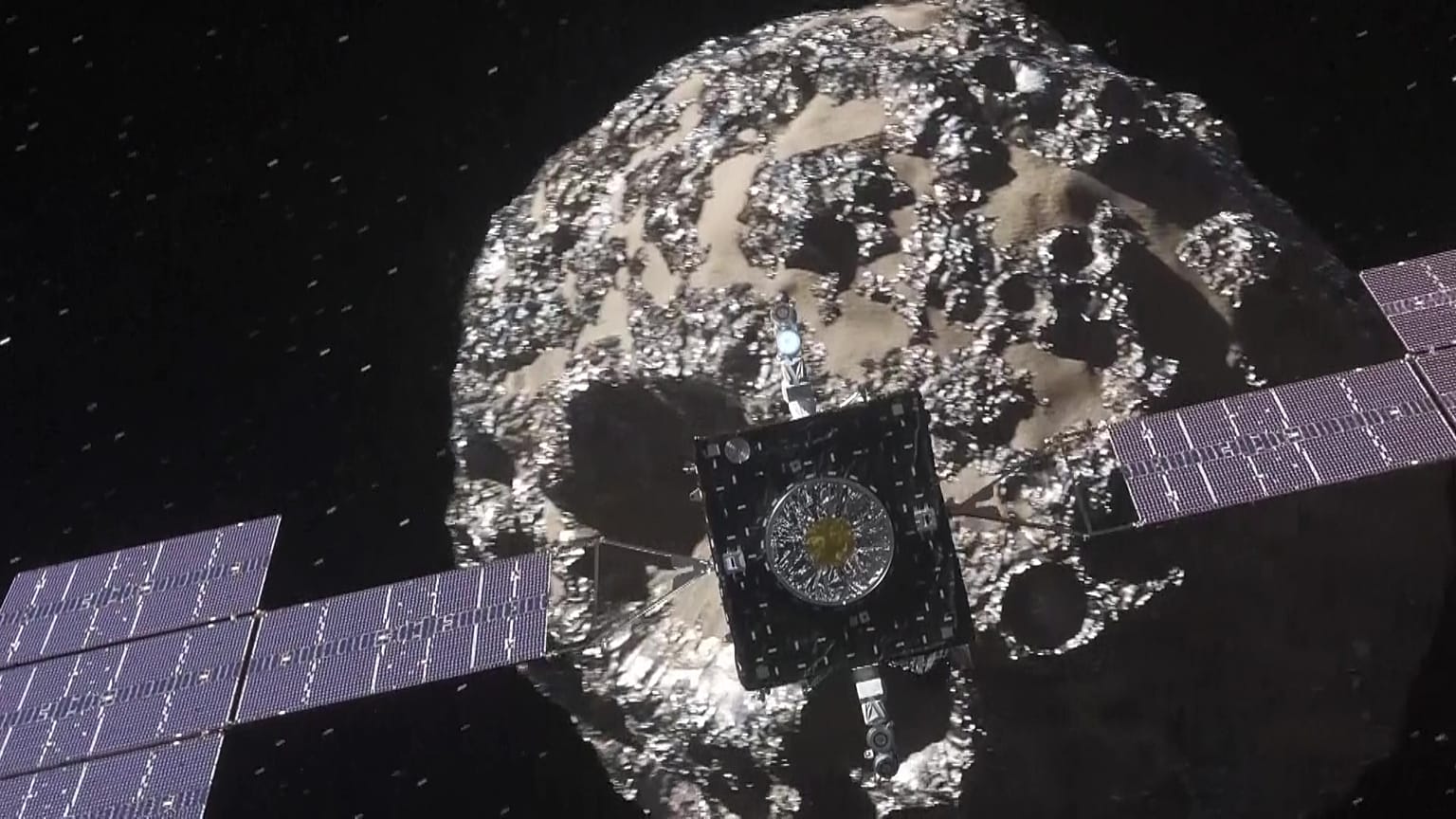  Pysche spacecraft approaching asteroid