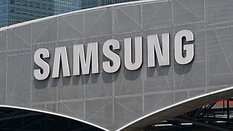 The logo of Samsung Electronics at the company's headquarters in Suwon, South Korea.