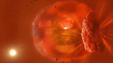 A visualisation of the remnants of the planetary collision