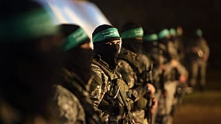 Palestinian members of the Ezzedine al-Qassam Brigades, the armed wing of the Hamas movement, take part in a gathering on January 31, 2016 in Gaza city