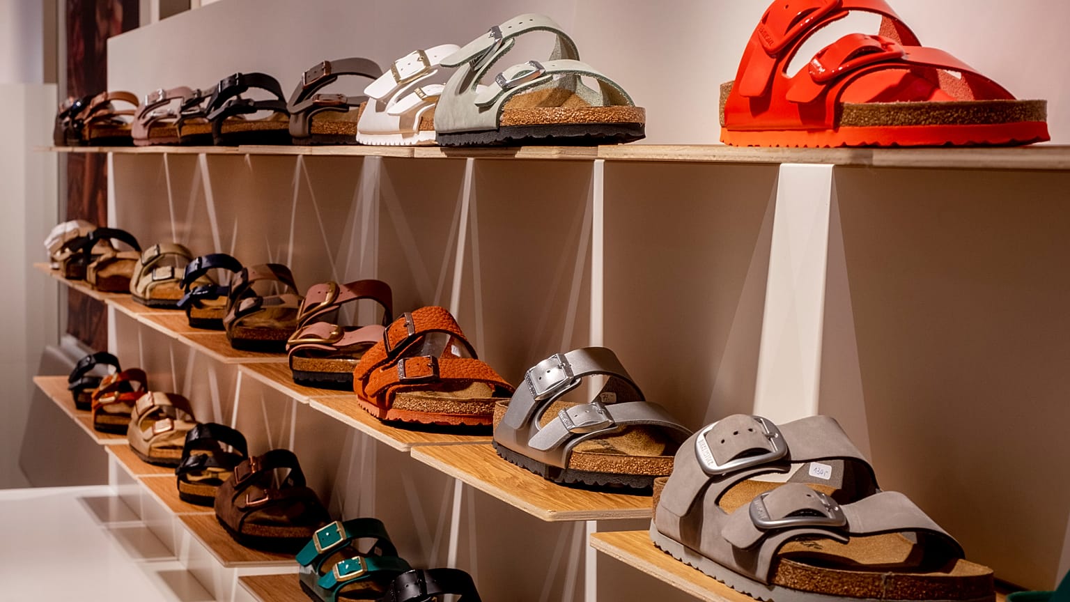 Birkenstock sandals are displayed in Birkenstock store in Frankfurt, Germany, Wednesday, Oct. 4, 2023.