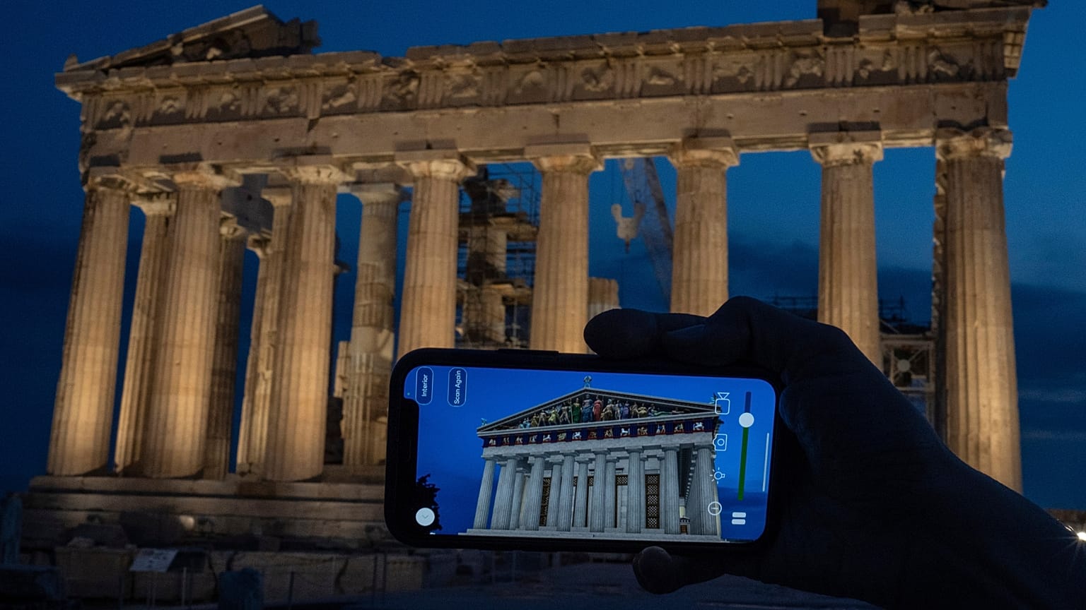 A new augmented reality app called "Chronos" (for the Greek god of time) helps visitors see the Acropolis in all its former glory.