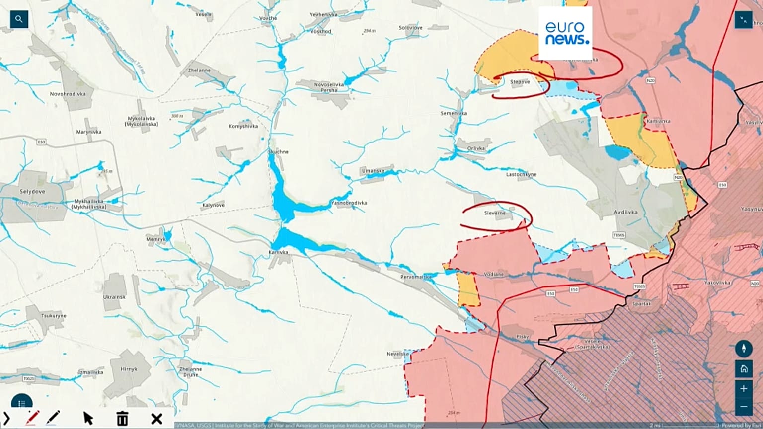 Carte de l'Ukraine @Euronews 12/10/2023