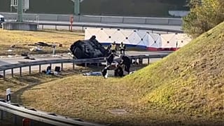 Escena del accidente de tráfico en el que han fallecido siete personas al eludir un control policial.