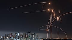 Israel's Iron Dome missile defense system interceptors rockets launched from the Gaza Strip in Ashkelon