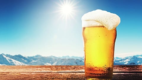 Beer with a mountain view