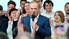 Donald Tusk, leader di Coalizione Civica. (Varsavia, 15.10.2023)