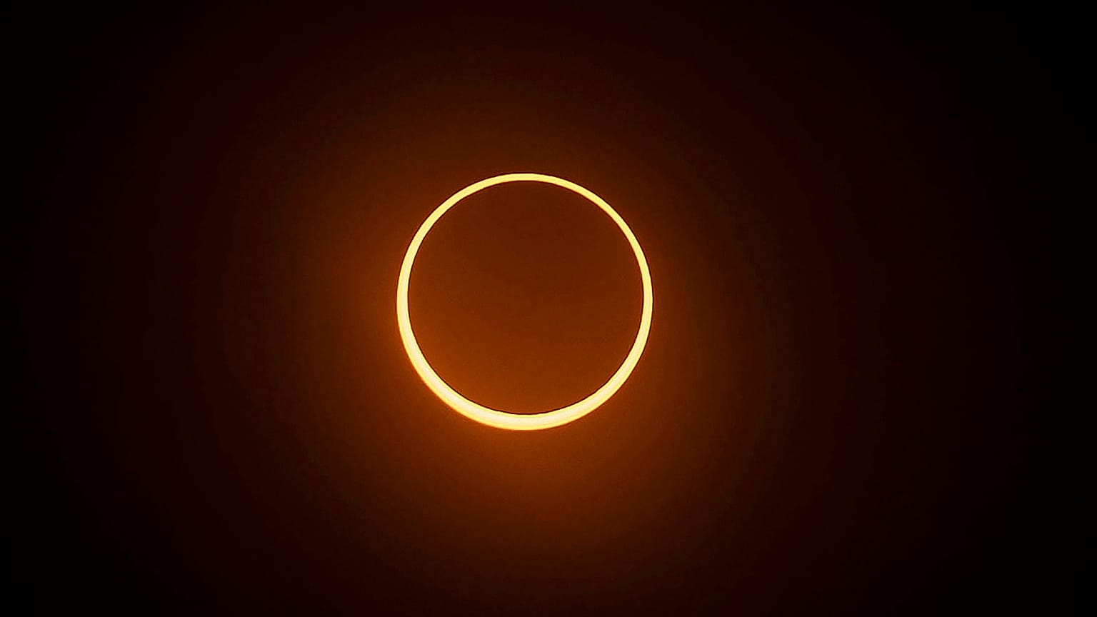 The "ring of fire" annular eclipse during the Albuquerque International Balloon Fiesta in Albuquerque, N.M., on Saturday, October 14, 2023.