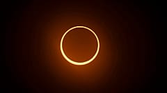 The "ring of fire" annular eclipse during the Albuquerque International Balloon Fiesta in Albuquerque, N.M., on Saturday, October 14, 2023.