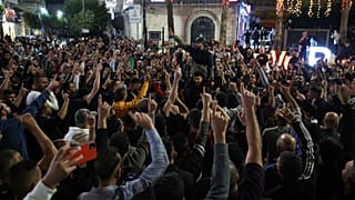 مظاهرة في وسط مدينة رام الله في الضفة الغربية