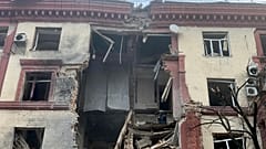 Zerstörtes Gebäude in Saporischschja