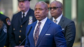 FILE - New York City Mayor Eric Adams speaks in New York's Times Square during a news conference